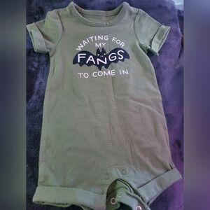 Cat & Jack Olive Bodysuit with Fang Graphic